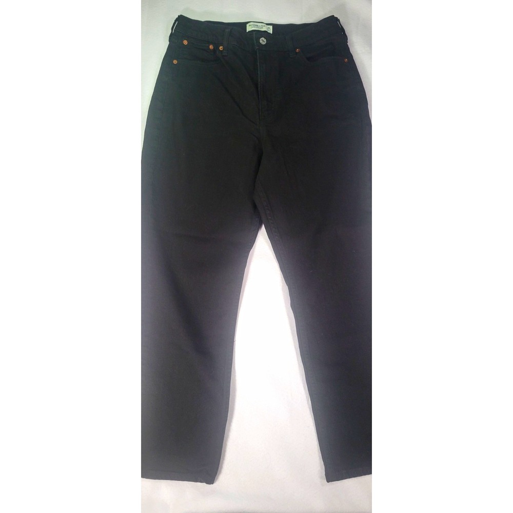 Abercrombie & Fitch Curve Love Ultra High Rise Ankle Straight Jeans Black 30